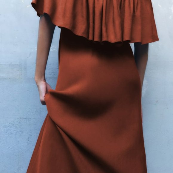 NWT - Zara Ruffled Linen Dress - Picture 1 of 3